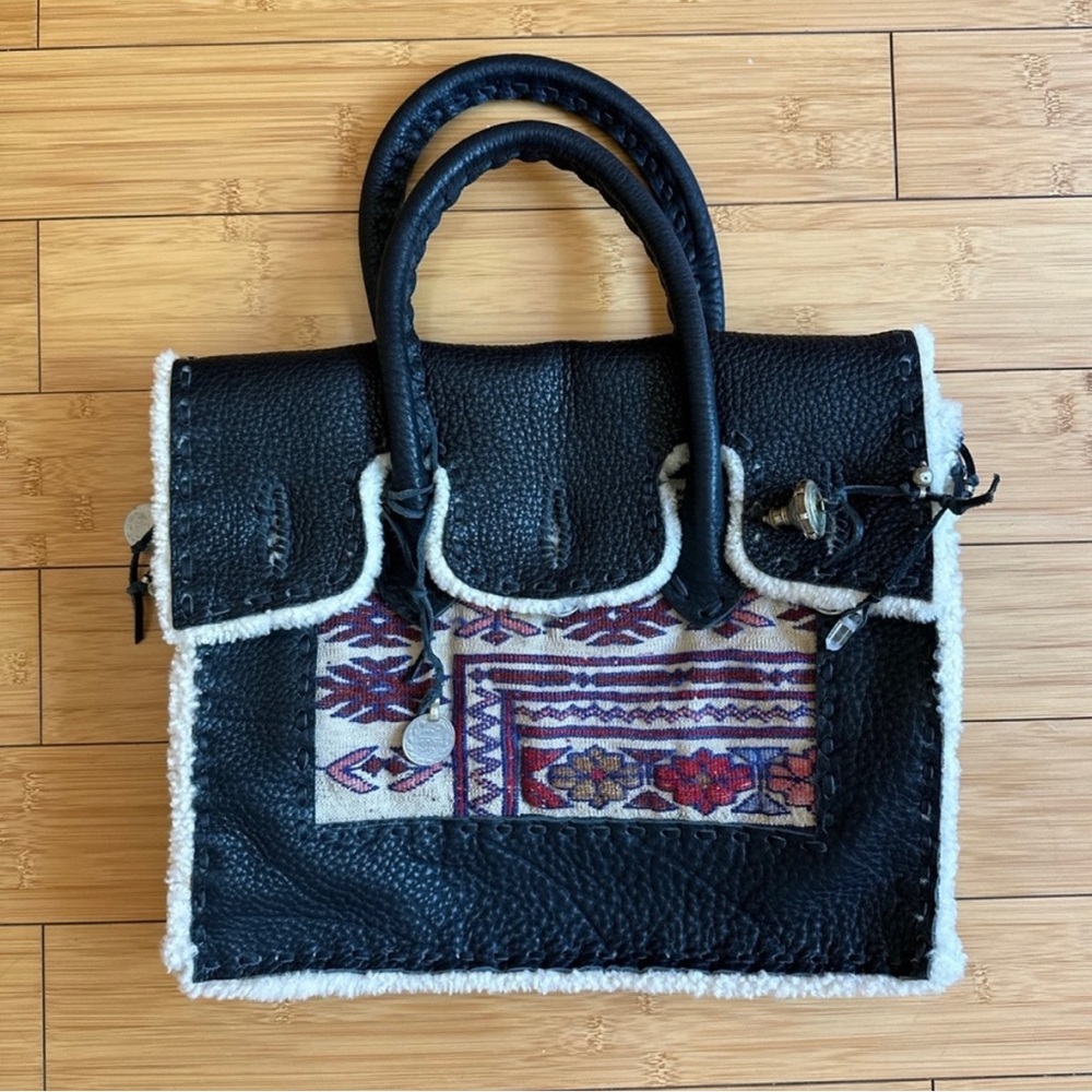 Simone Camille Leather Embroidered Carpet Bag